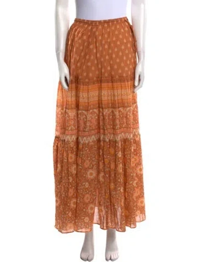 Pre-owned Spell & The Gypsy Collective Printed Long Skirt In Orange