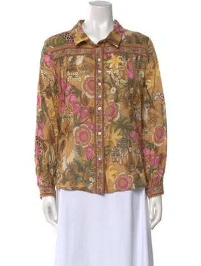 Pre-owned Spell & The Gypsy Collective Printed Long Sleeve Button-up Top In Multi