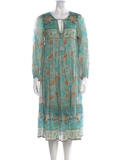 Pre-owned Spell & The Gypsy Collective Printed Midi Length Dress In Green