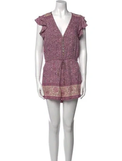 Pre-owned Spell & The Gypsy Collective Printed Plunge Neckline Romper