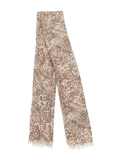 Pre-owned Spell & The Gypsy Collective Silk Animal Print Scarf In Brown