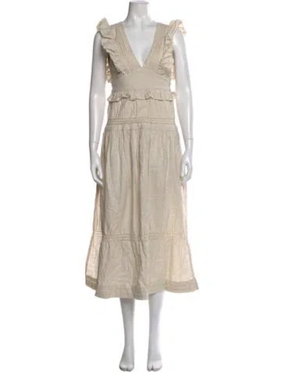 Pre-owned Spell & The Gypsy Collective V-neck Midi Length Dress In Neutral
