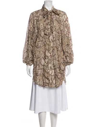 Pre-owned Spell Animal Print Knee-length Dress In Brown