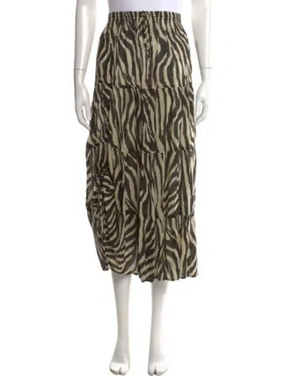 Pre-owned Spell Animal Print Midi Length Skirt W/ Tags In Multicolor