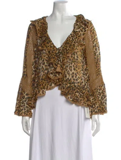 Pre-owned Spell Animal Print V-neck Blouse In Multi