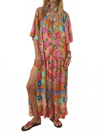 Spell Aphrodite Floral Gown In Rose In Multi