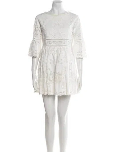 Pre-owned Spell Bateau Neckline Mini Dress In White