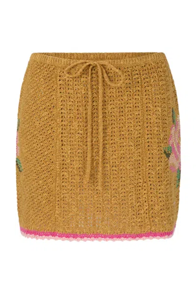 Spell Coastal Granny Mini Skirt In Brown