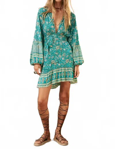 Spell Eysian Tunic Dress In Jade In Blue