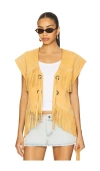 Spell Fearless Heart Suede Fringe Vest In Yellow