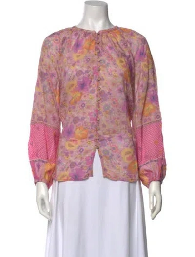 Pre-owned Spell Floral Print Bateau Neckline Blouse In Multi