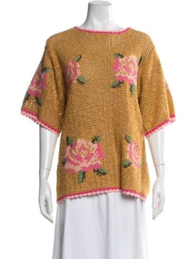 Pre-owned Spell Floral Print Crew Neck Sweater W/ Tags In Neutrals