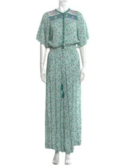 Pre-owned Spell Floral Print Jumpsuit In Green