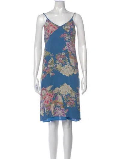 Pre-owned Spell Floral Print Knee-length Dress In Blue