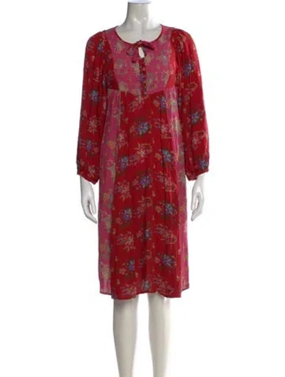Pre-owned Spell Floral Print Knee-length Dress In Red