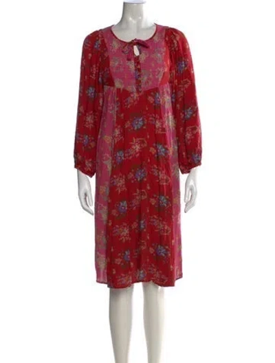Pre-owned Spell Floral Print Knee-length Dress In Red