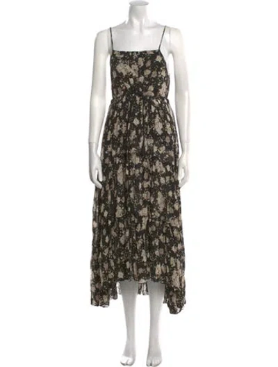 Pre-owned Spell Floral Print Long Dress In Black