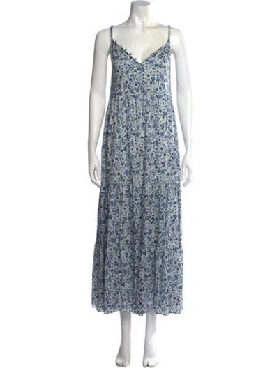 Pre-owned Spell Floral Print Long Dress In Blue