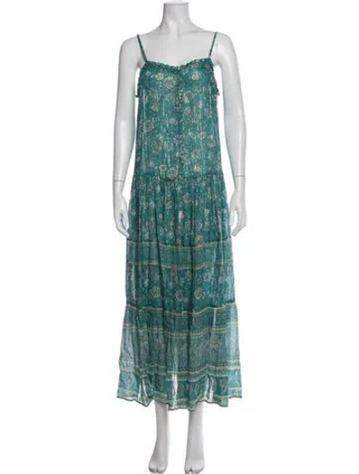 Pre-owned Spell Floral Print Long Dress In Green