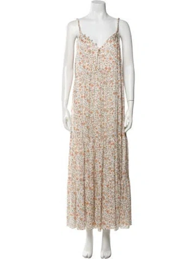 Pre-owned Spell Floral Print Long Dress In Neutral