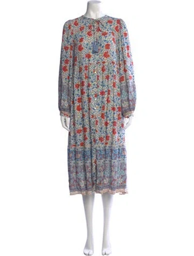 Pre-owned Spell Floral Print Long Dress In Neutral