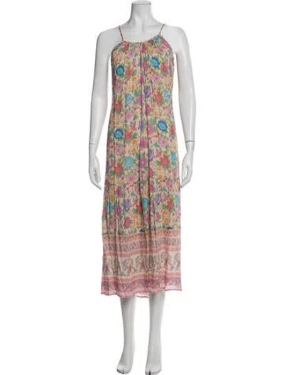 Pre-owned Spell Floral Print Long Dress In Neutral