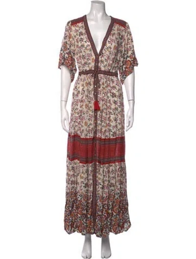 Pre-owned Spell Floral Print Long Dress In Neutrals