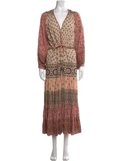 Pre-owned Spell Floral Print Long Dress In Pink