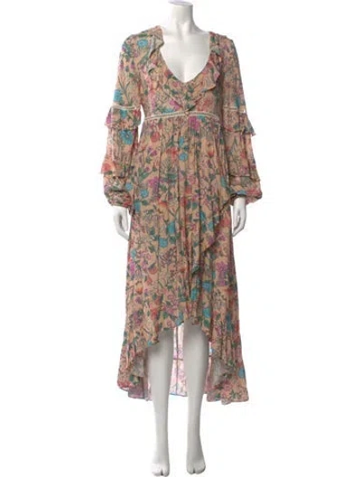 Pre-owned Spell Floral Print Long Dress In Pink