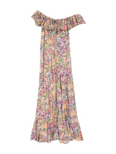 Pre-owned Spell Floral Print Long Dress In Pink
