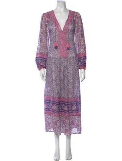 Pre-owned Spell Floral Print Long Dress In Purple