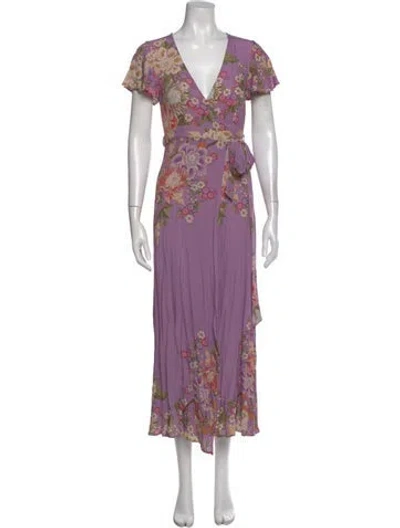 Pre-owned Spell Floral Print Long Dress In Purple
