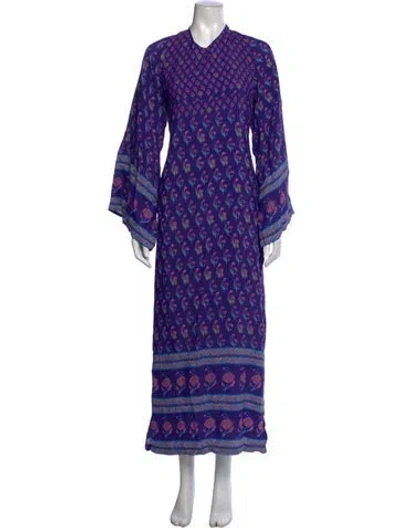 Pre-owned Spell Floral Print Long Dress In Purple