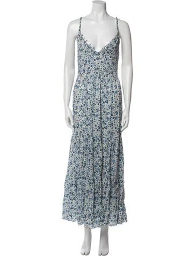 Pre-owned Spell Floral Print Long Dress W/ Tags In Blue