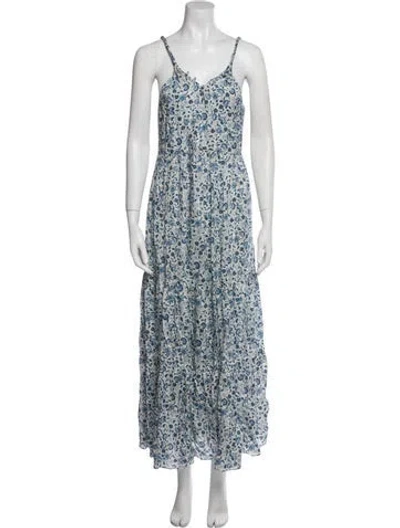 Pre-owned Spell Floral Print Long Dress W/ Tags In Blue