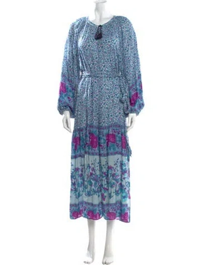 Pre-owned Spell Floral Print Long Dress W/ Tags In Blue