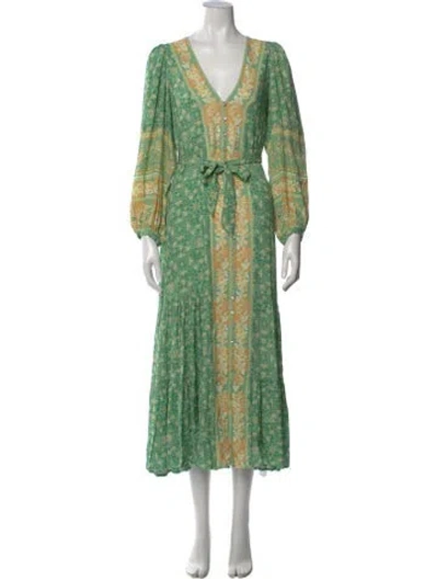 Pre-owned Spell Floral Print Long Dress W/ Tags In Green