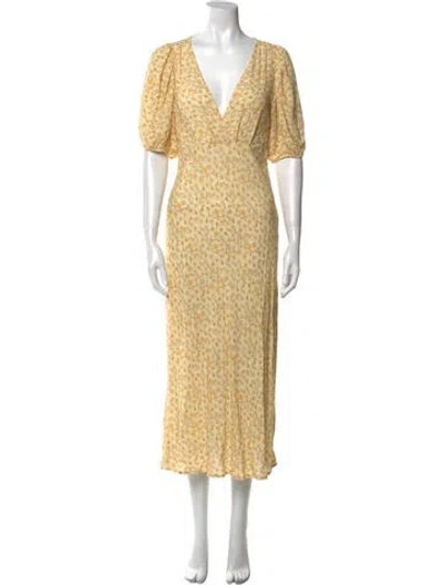 Pre-owned Spell Floral Print Long Dress In Yellow