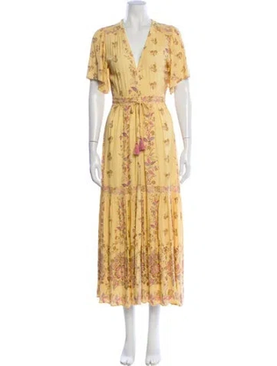 Pre-owned Spell Floral Print Long Dress In Yellow