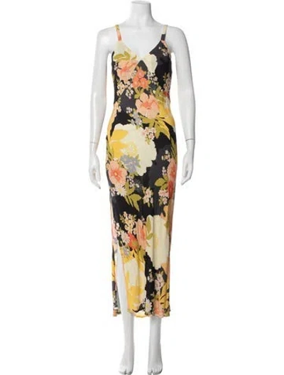 Pre-owned Spell Floral Print Long Dress In Yellow
