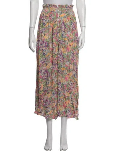 Pre-owned Spell Floral Print Long Skirt In Pink