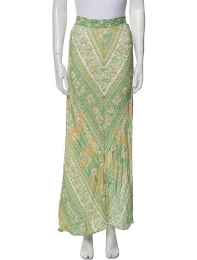 Pre-owned Spell Floral Print Long Skirt W/ Tags In Green