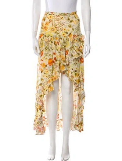 Pre-owned Spell Floral Print Long Skirt In Yellow