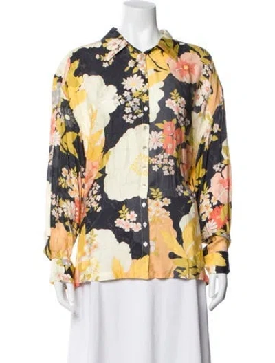 Pre-owned Spell Floral Print Long Sleeve Blouse In Blue