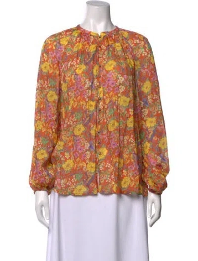 Pre-owned Spell Floral Print Long Sleeve Blouse In Multicolor