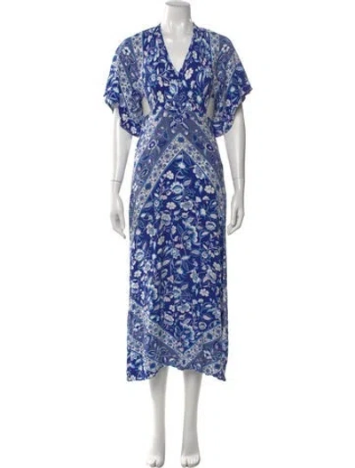 Pre-owned Spell Floral Print Midi Length Dress In Blue