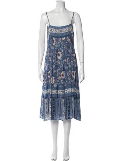 Pre-owned Spell Floral Print Midi Length Dress In Blue