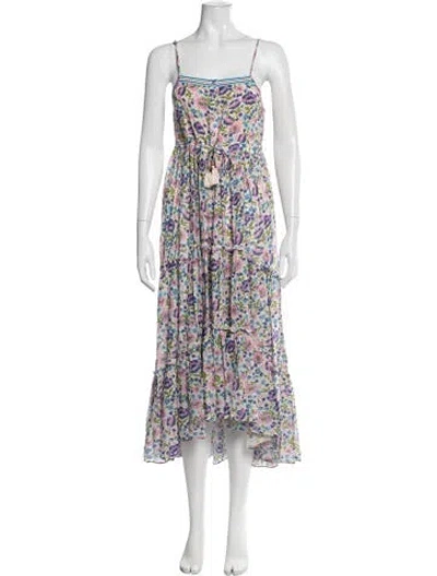 Pre-owned Spell Floral Print Midi Length Dress In Blue