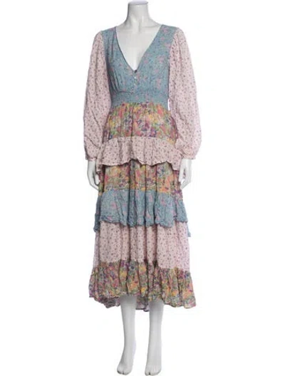 Pre-owned Spell Floral Print Midi Length Dress In Multicolor