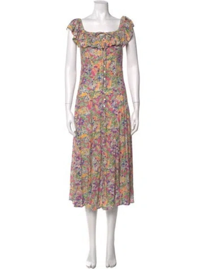 Pre-owned Spell Floral Print Midi Length Dress In Neutral